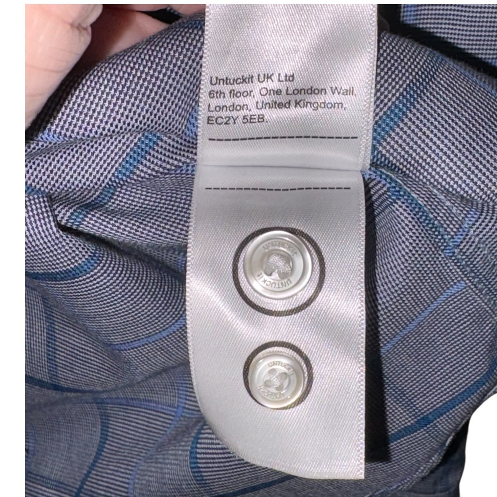 UNTUCKit Ortman WF Blue Windowpane Check Relaxed Fit Shirt XXXL 3XL 40780 Mens - Picture 7 of 7